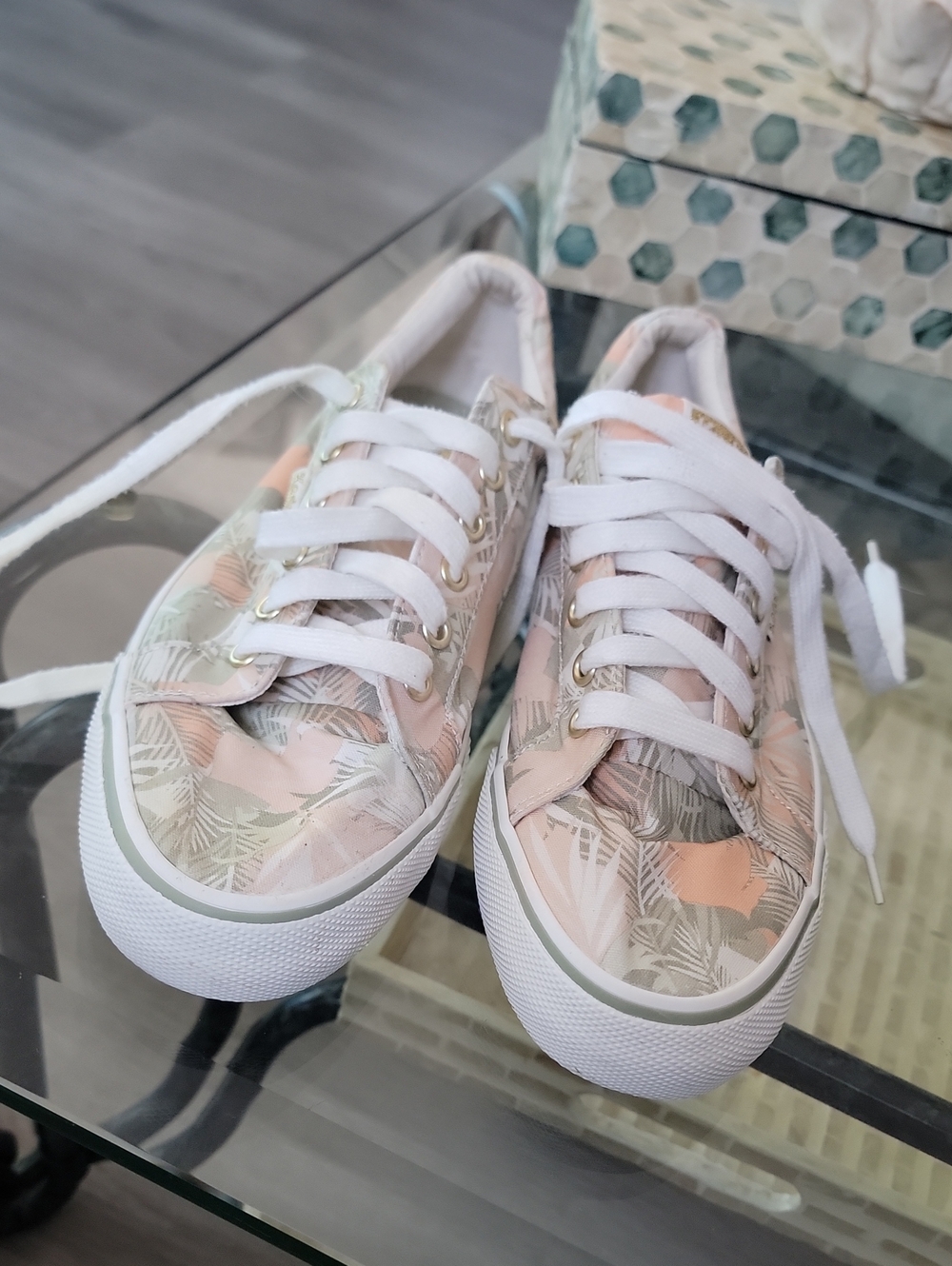 Keds Women's Pastel Pink Tropical Print Lace-Up Sneakers